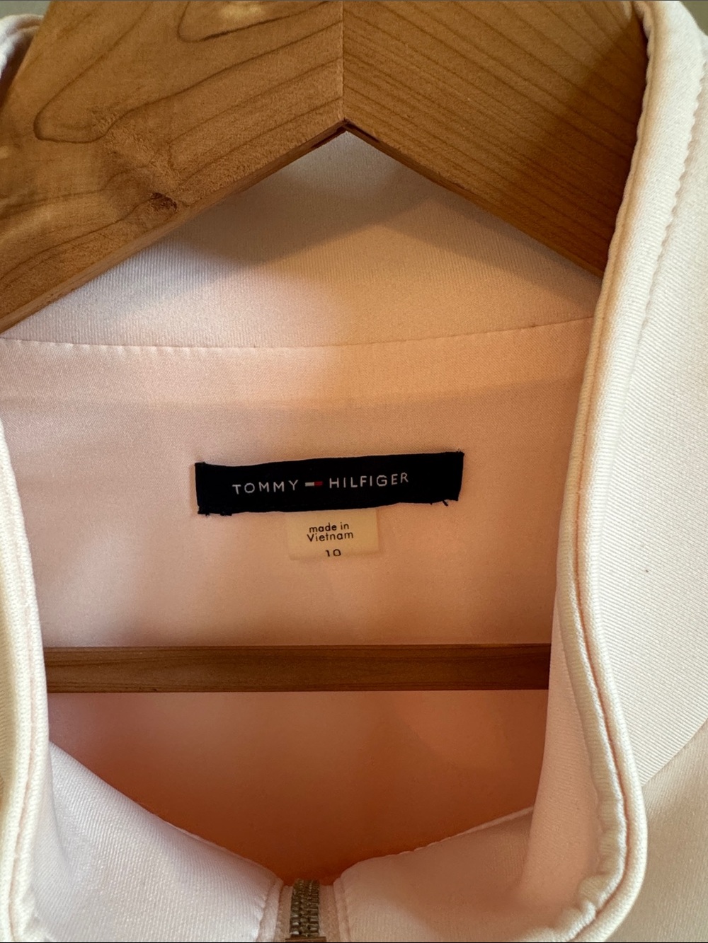 Tommy Hilfiger Light Pink Scuba Sleeveless Zip-Front Dress with Belt - Picture 2 of 8